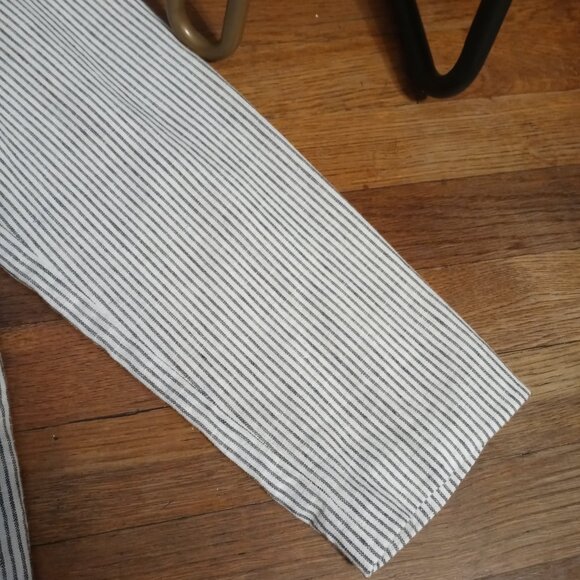 OLD NAVY striped double breasted linen blend blazer in charcoal stripe (L) - Picture 8 of 16